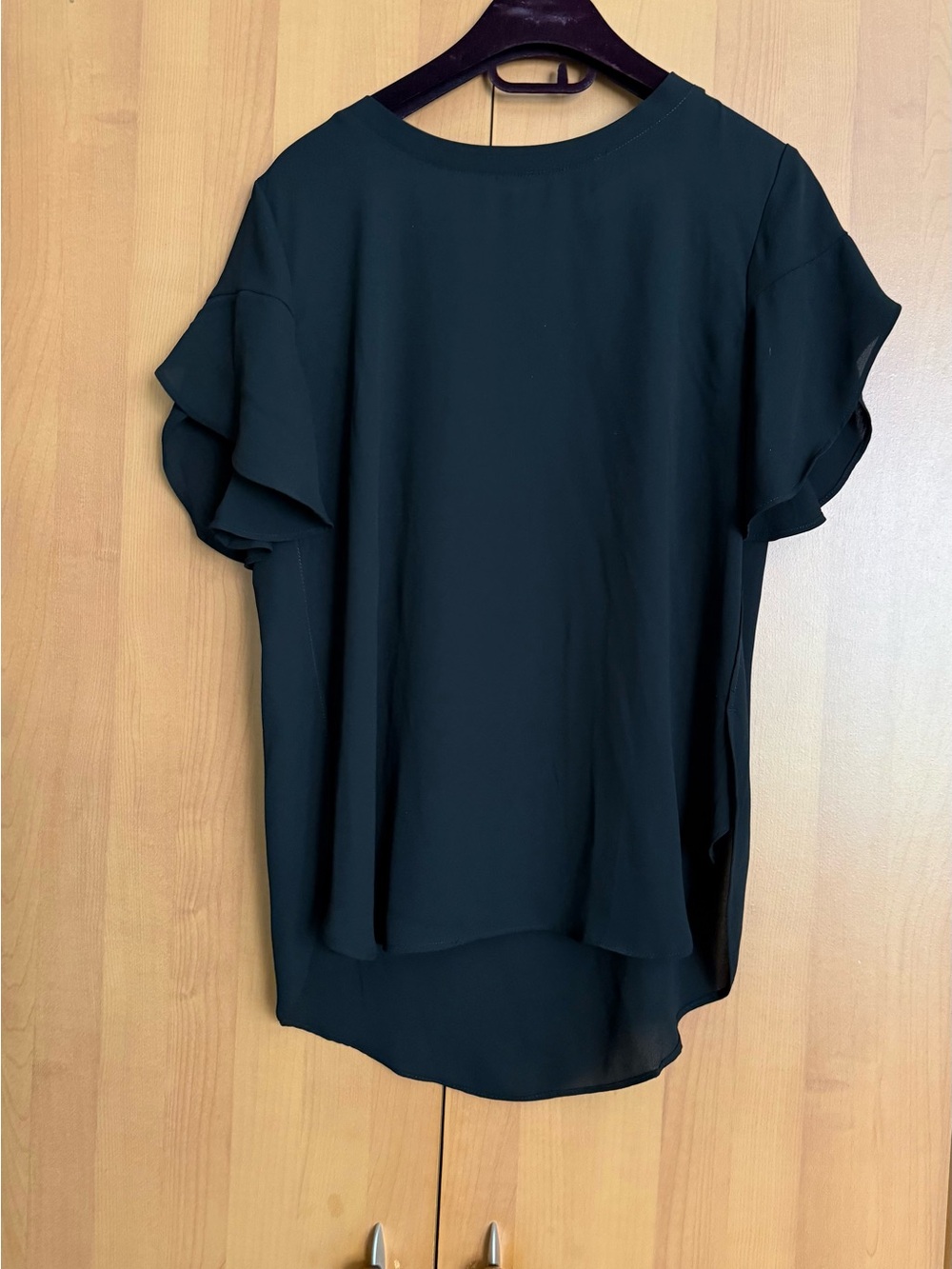 LOFT Black Ruffle Sleeve Blouse